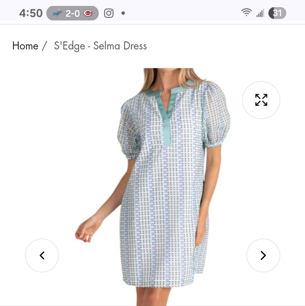 S'Edge Selma Blue and White A-Line Dress